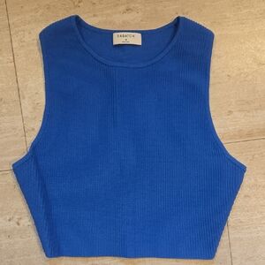 Babaton Blue Ribbed Versatile Tank Top